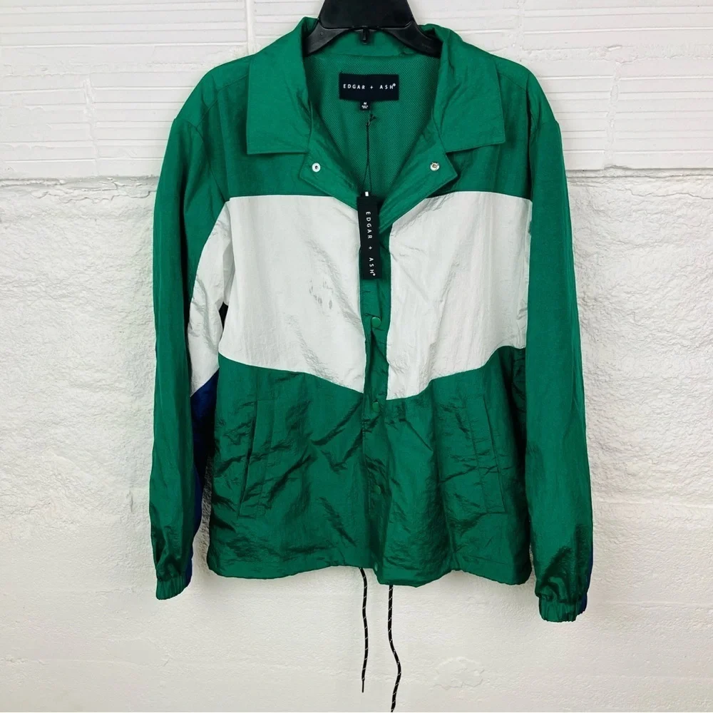 NWT EDGAR + ASH green windbreaker retro jacket size medium